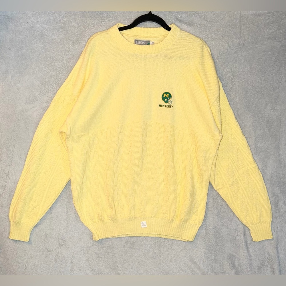 NEW SAHARA VINTAGE KNIT SWEATER YELLOW‎ MONTEREY FOOTBALL HIGH SCHOOL MEN’S 2X